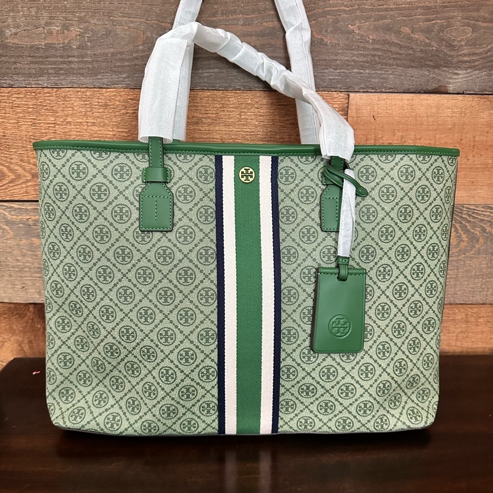 Tory Burch Green Tote Bag